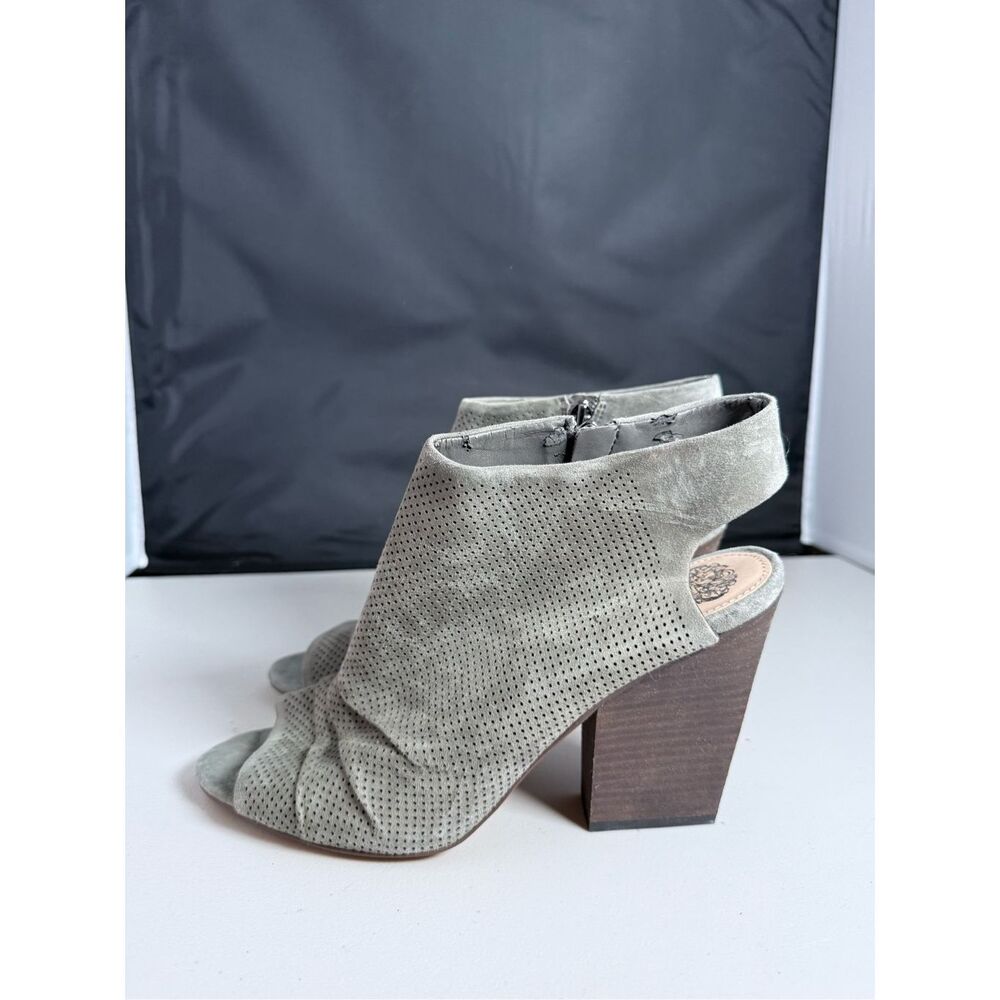 Vince Camuto Kentvi Open-Toe Bootie Womens 11 Graystone Suede Festival Boho